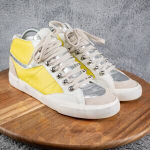 Marc Fisher LTD Merin 3 Shoe Womens 9 White Leather Lace Up Mid Casual Sneaker